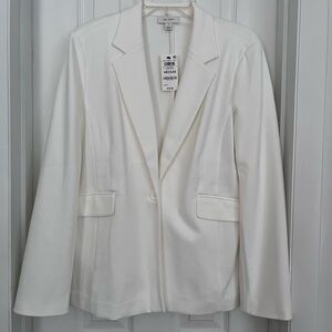 Crisp White Structured Blazer Jacket